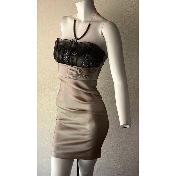 Y2K 2000s Formal Dress Small XS Strapless Mini Ruched Short Fairy Prom HOCO - Picture 2 of 16